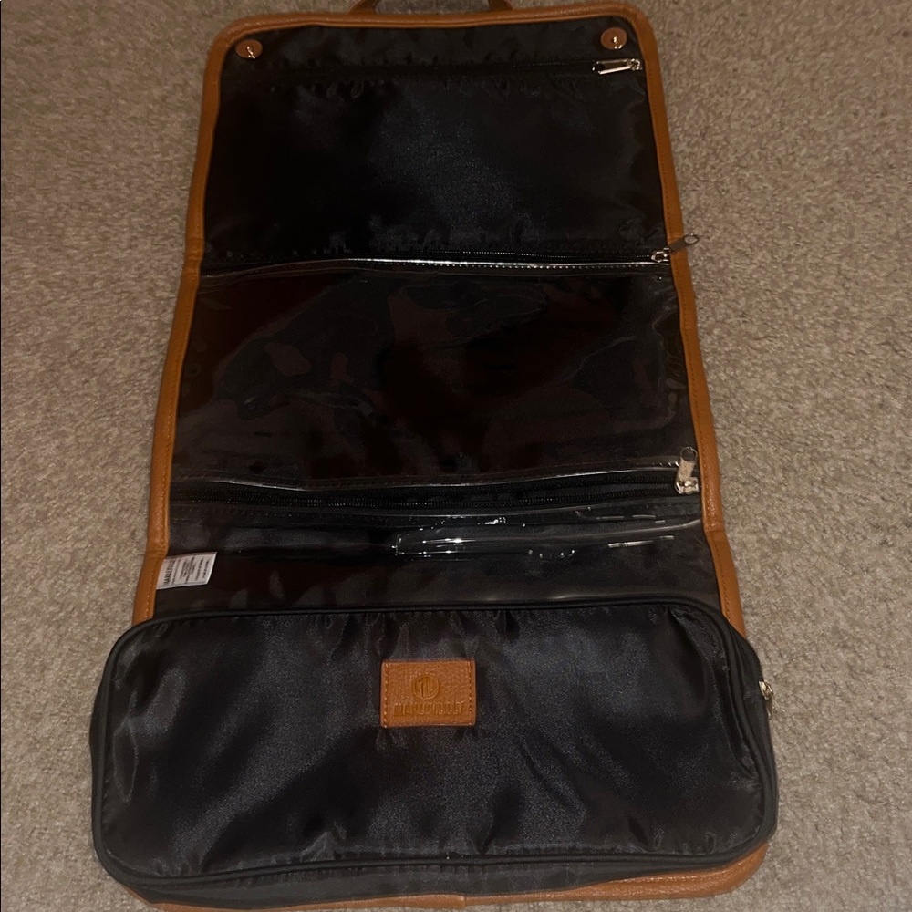 “M” personalized Striped Black and Brown women’s travel Bag - Picture 4 of 6